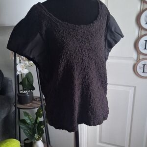 DKNY Black Textured Women's Blouse